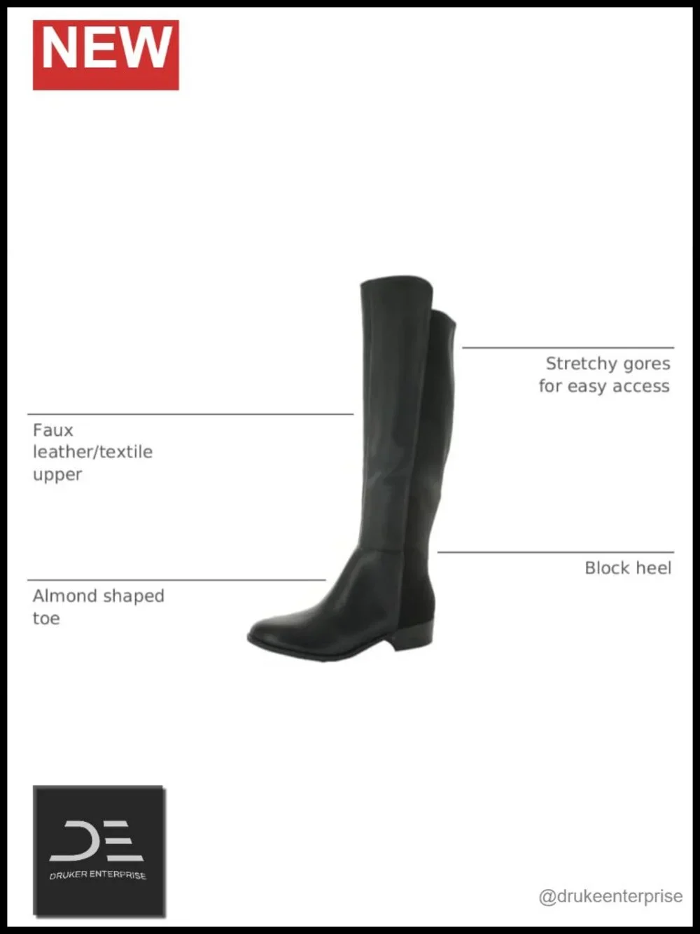 Nine West Nayli Almond Toe Block Heel Over-the-Knee Boots Faux Leather